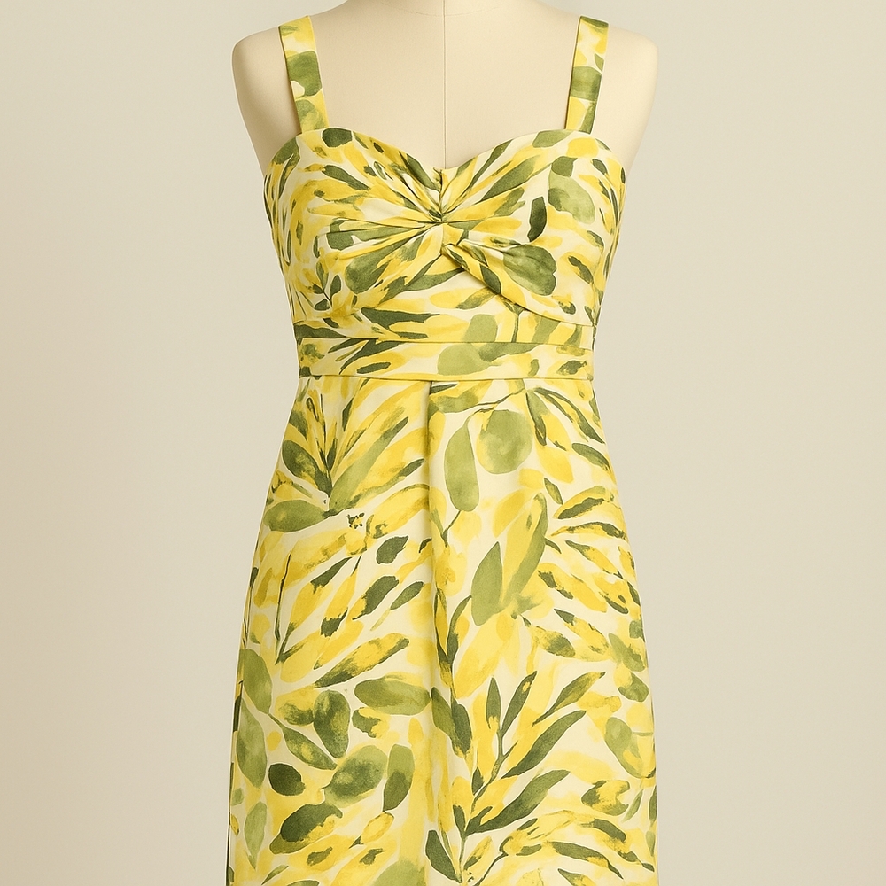 SILK NWT Banana Republic Mini Dress Size 4 Yellow & Green Floral Sheath Dress